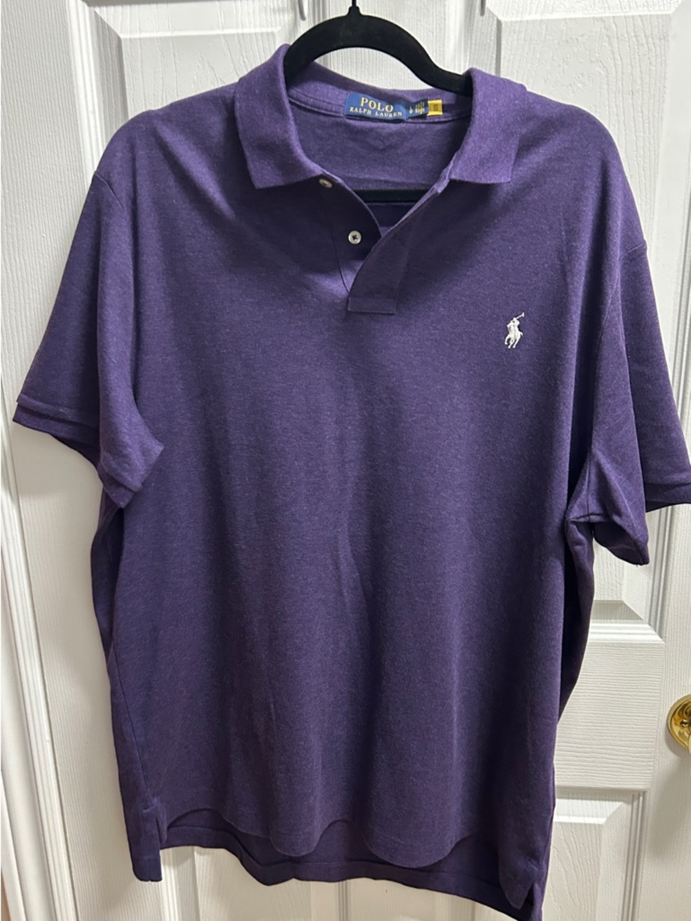 Ralph Lauren Purple Polo with White Pony Embroidery- Large